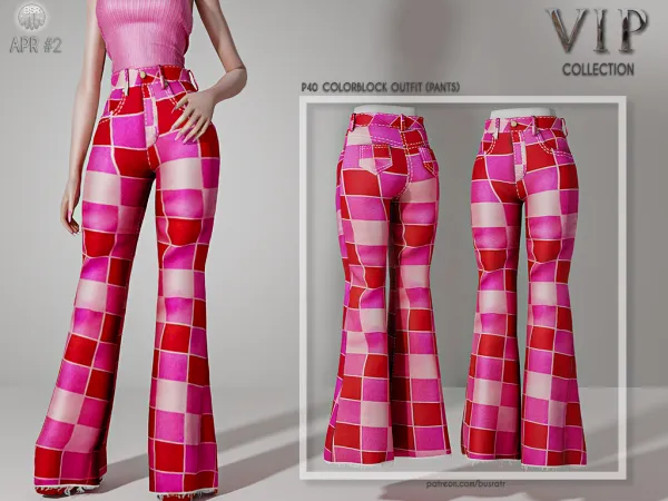 Alpha Colorblock Outfit (PANTS) P40 tr by busratr - The Sims 4 Custom Content