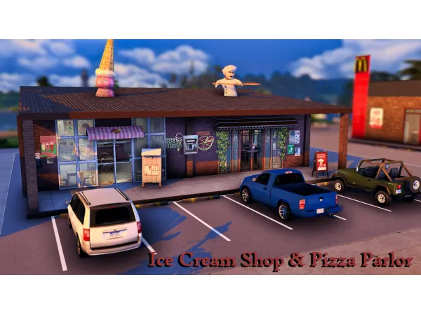Alpha Ice Cream Shop Pizza Parlor - The Sims 4 Custom Content