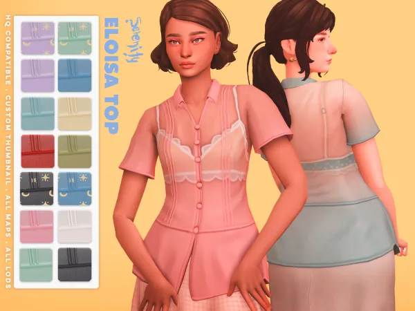 Maxis Match Aster Set Eloisa Top - The Sims 4 Custom Content