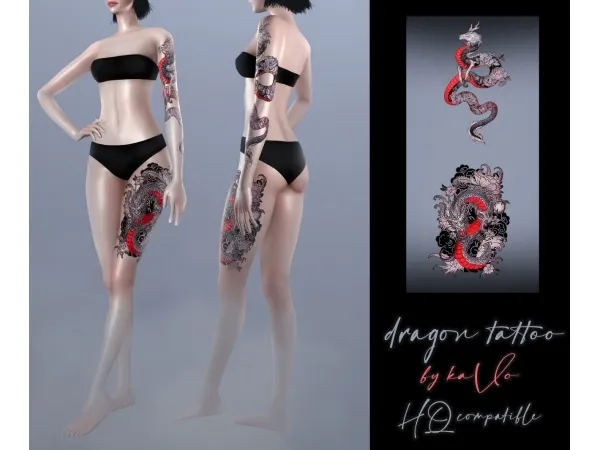 Mix DRAGON TATTOO - The Sims 4 Custom Content