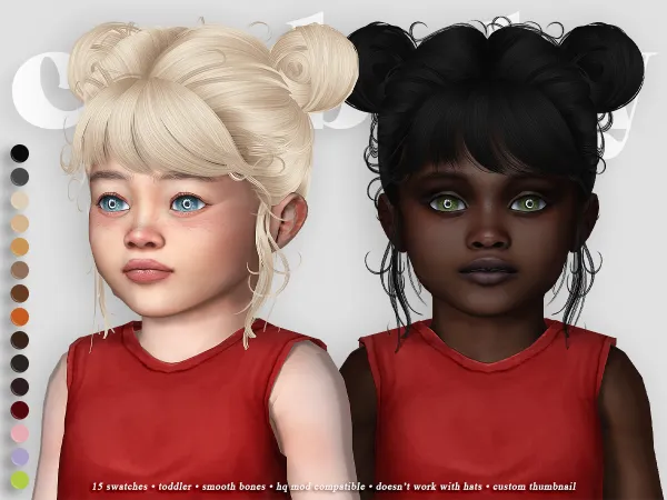 Alpha crybaby chun li hair (newsea) toddler - The Sims 4 Custom Content