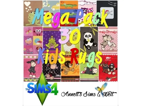 Maxis Match Mega Pack 30 Kids Rugs - The Sims 4 Custom Content
