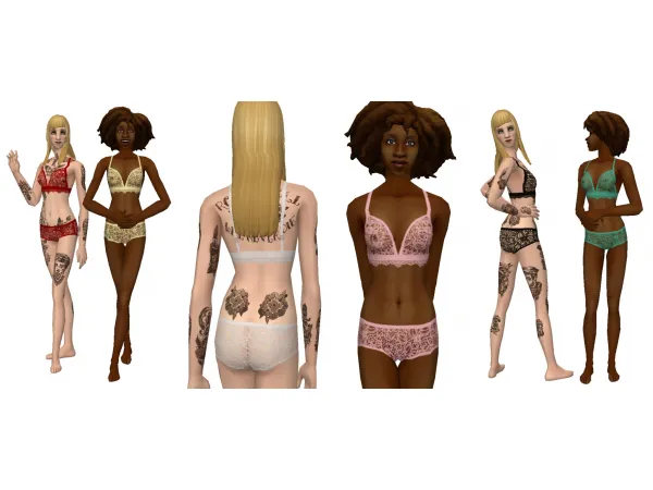 manueaPinny Camellia Lace Lingerie - The Sims 2 Custom Content