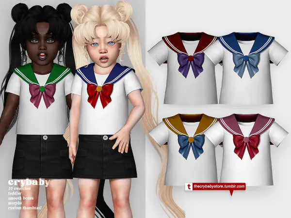 Alpha crybaby sailor moon tshirt toddler - The Sims 4 Custom Content