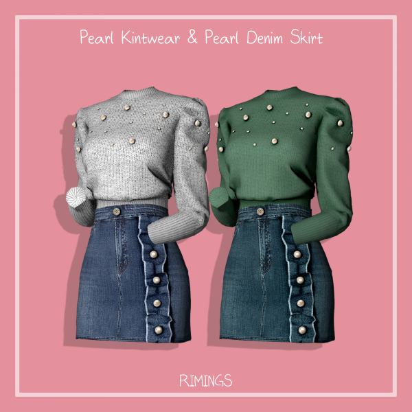 Alpha [RIMINGS] Pearl Kintwear Pearl Denim Skirt by simsfinds - The Sims 4 Custom Content