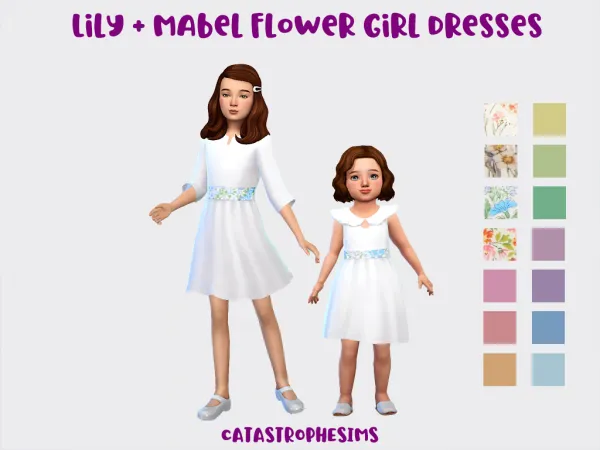 Maxis Match Lily Mabel Flower Girl Dresses by catastrophe sims - The Sims 4 Custom Content
