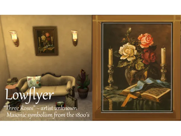 Maxis Match Three Roses 1800's Masonic symbolism by lowflyer - The Sims 4 Custom Content
