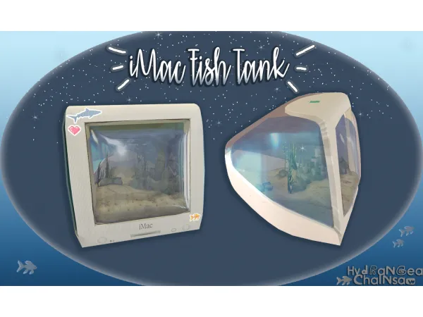 Mix iMac Fish Tank (functional) by Hydrangea - The Sims 4 Custom Content