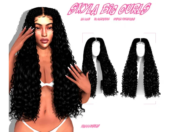 Alpha SKYLA BIG CURLS by simsfinds - The Sims 4 Custom Content