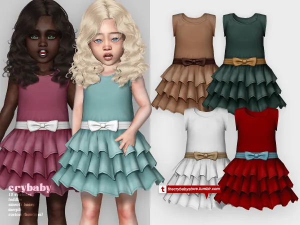Alpha crybaby ruffle truffle dress toddler - The Sims 4 Custom Content