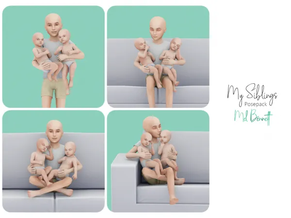Mix My Siblings Posepack - The Sims 4 Custom Content
