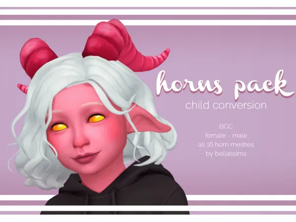 Maxis Match Horns Pack Child Conversion by Bellassims - The Sims 4 Custom Content