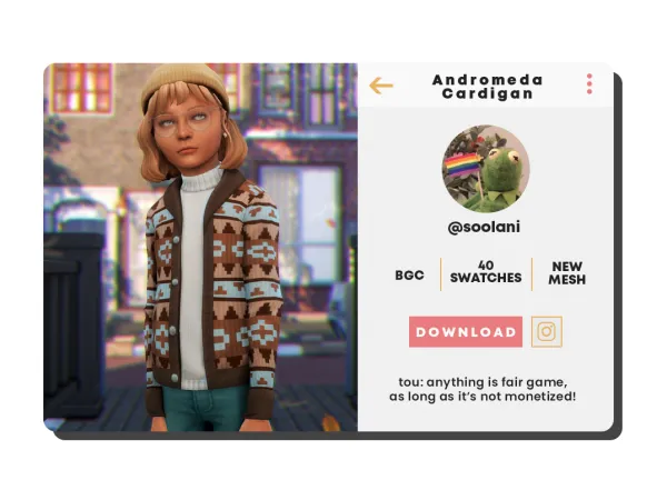 Maxis Match Andromeda Cardigan by Soolani - The Sims 4 Custom Content