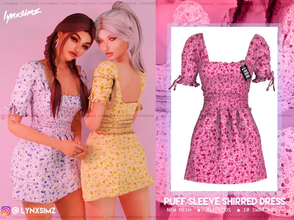 Alpha Lynxsimz Puff Sleeve Dress by lynxsimz - The Sims 4 Custom Content
