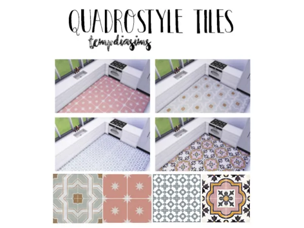 Alpha Quadrostyle tiles Tempdiasims - The Sims 4 Custom Content