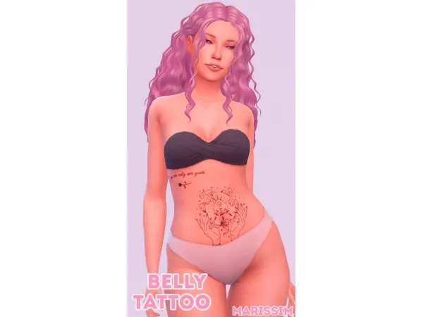 Mix (marissim)belly_tattoos and lipstick - The Sims 4 Custom Content