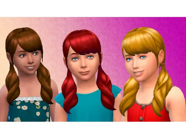 Maxis Match Pigtails Hair for girls by Kiara Zurk - The Sims 4 Custom Content