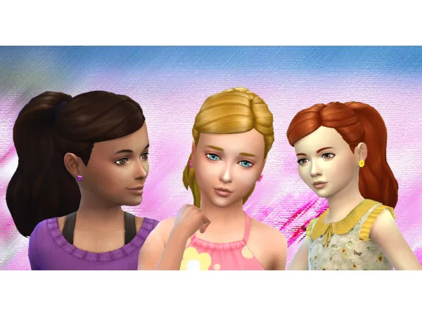 Maxis Match Ponytail Curled for Girls by Kiara Zurk - The Sims 4 Custom Content