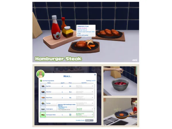 Maxis Match [April Recipe] Hamburger Steak by ONI - The Sims 4 Custom Content