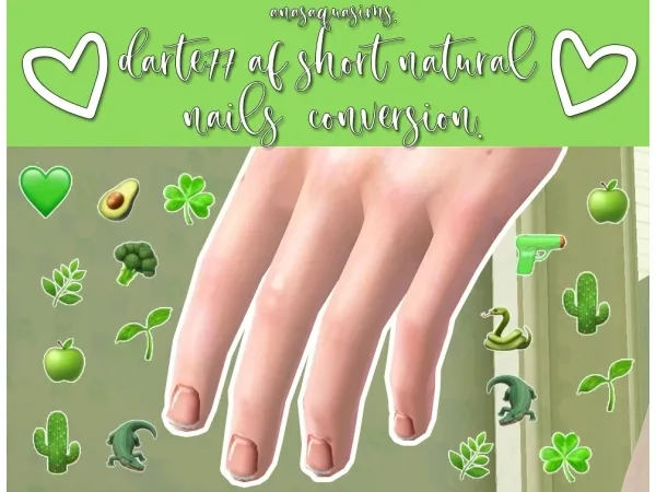 [anasaquasims] darte77 af short natural nails conversion - The Sims 3 Custom Content