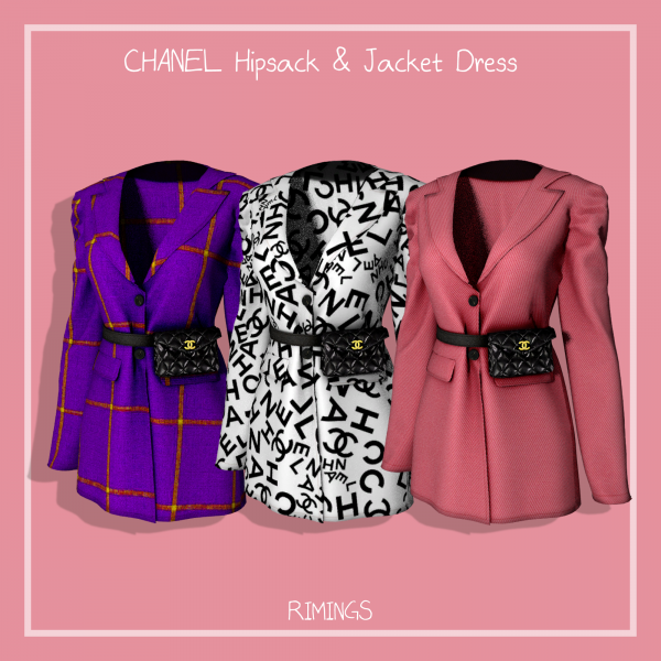 Alpha [RIMINGS] CHANEL Hipsack Jacket Dress by simsfinds - The Sims 4 Custom Content