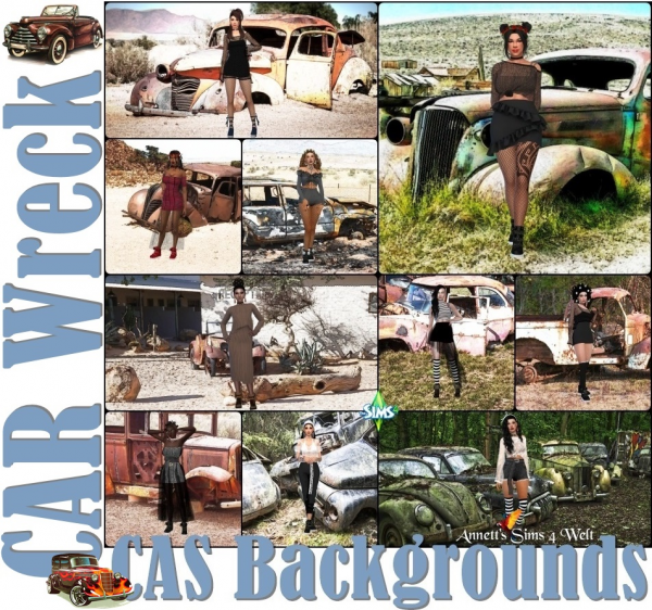 Alpha CAS Backgrounds Car Wreck by simsfinds - The Sims 4 Custom Content