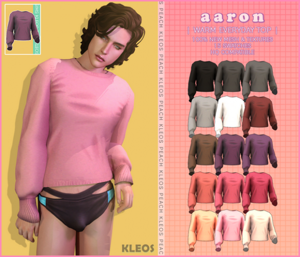 Alpha PEACH REWARD Aaron Everyday Warm Top by smsims - The Sims 4 Custom Content