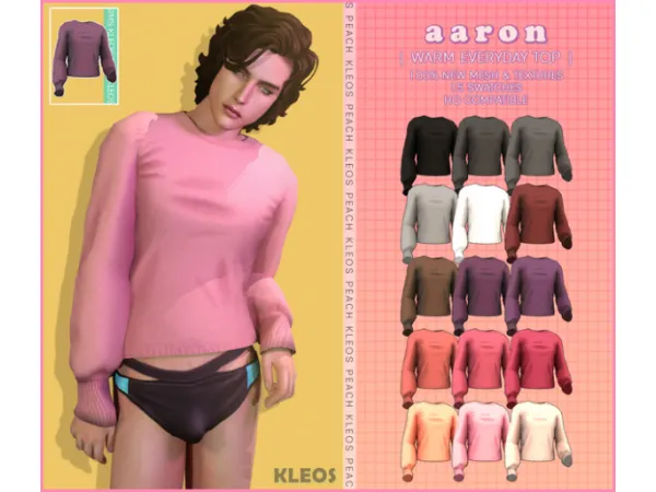 Alpha PEACH REWARD Aaron Everyday Warm Top by Kleos Sims - The Sims 4 Custom Content