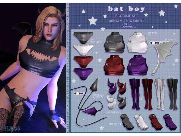 Maxis Match PEACH REWARD Bat Boy Costume Set by Kleos Sims - The Sims 4 Custom Content