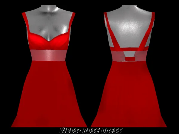 Mix VICCS_ROSE DRESS - The Sims 4 Custom Content