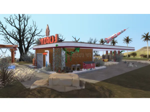 Maxis Match Fallout 4 Red Rocket Gas Station by Planetsimsyoutube - The Sims 4 Custom Content