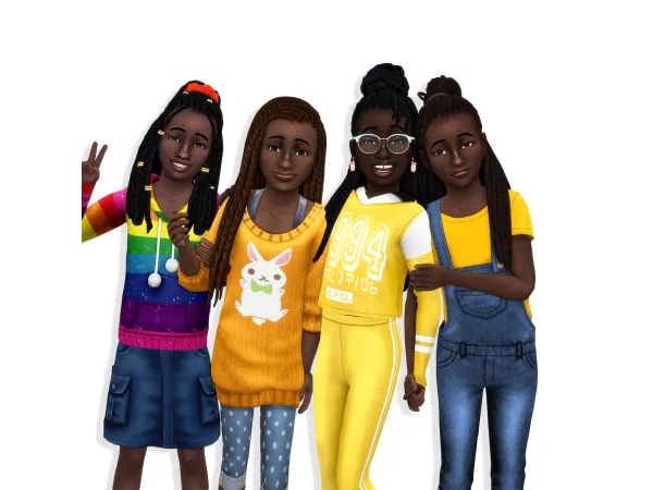 Maxis Match 90s Babe Braids So Sweet Braids Crew Braids Crew Braids V2 - The Sims 4 Custom Content