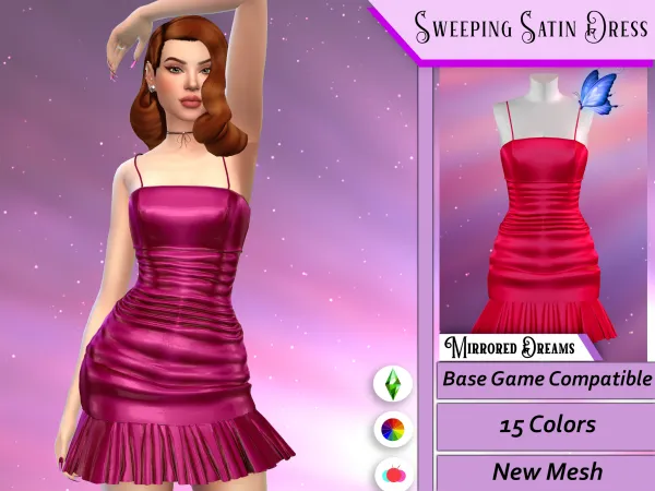 Alpha Sweeping Satin Dress - The Sims 4 Custom Content