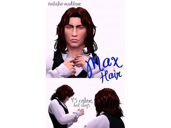 Maxis Match Max hair Auditore by Natalia - The Sims 4 Custom Content