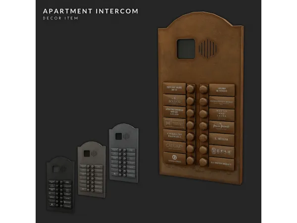 Alpha EUROPEAN APARTMENT INTERCOM LUXURY BRAND BELL PLAQUE DECOR ITEMS - The Sims 4 Custom Content
