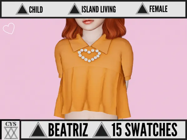 Alpha Beatriz T Shirt Child by Clarity Sims - The Sims 4 Custom Content