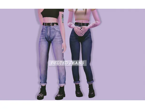 JINGLE BELL ROCK OUTFIT SAVANNAH ROMPER BELTED JEANS by caramelsmiles12 - The Sims 2 Custom Content