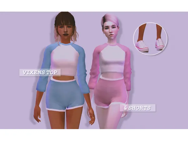 Vixens Top Shorts - The Sims 2 Custom Content