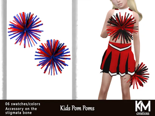 Alpha [KM] Kids Pom Poms - The Sims 4 Custom Content