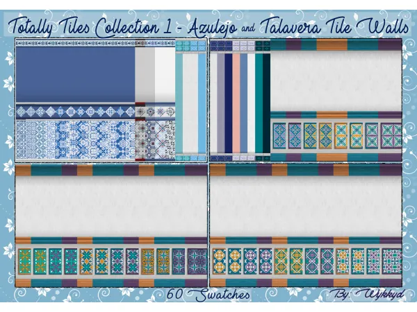 Maxis Match Totally Tiles Collection 1 Wall Coverings Azulejo Talavera Tiles by Wykkyd - The Sims 4 Custom Content