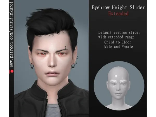 Alpha Eyebrow Height Slider Extended - The Sims 4 Custom Content