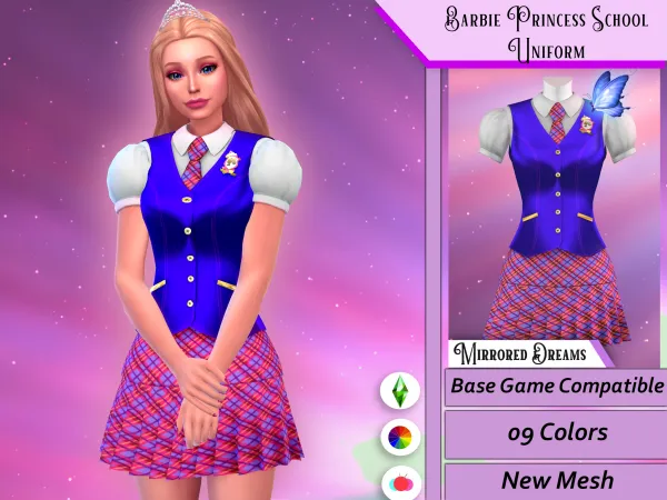 Alpha Barbie Princess School Uniform (NOW FREE) - The Sims 4 Custom Content