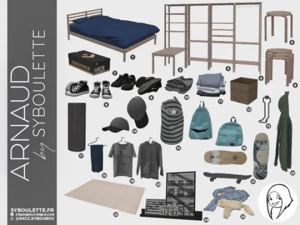 Alpha Arnaud bedroom set - The Sims 4 Custom Content