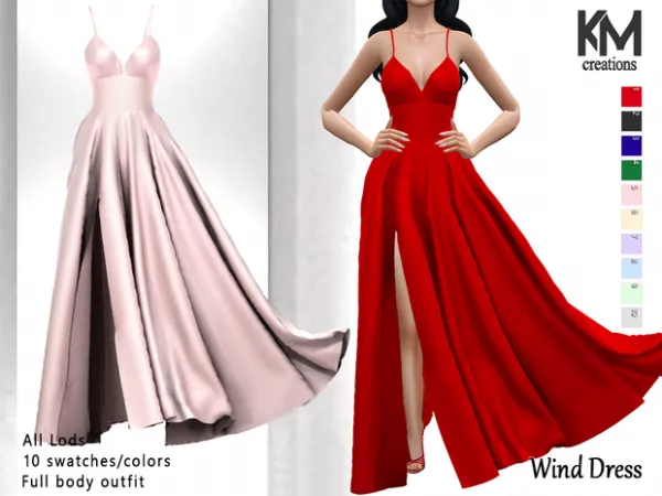 Alpha [KM] Wind Dress by kmcreations_ts4 - The Sims 4 Custom Content