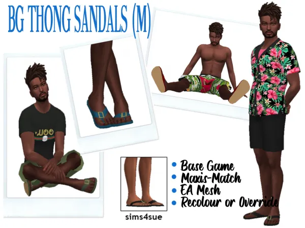 Maxis Match BG THONG SANDALS (M) - The Sims 4 Custom Content