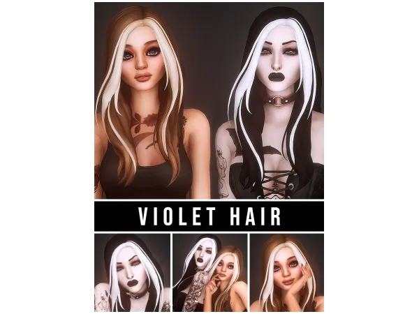 Maxis Match Violet Hair Streaks Accessory - The Sims 4 Custom Content