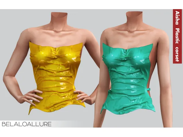 Alpha Belaloallure Aisha Plastic corset by simsfinds - The Sims 4 Custom Content