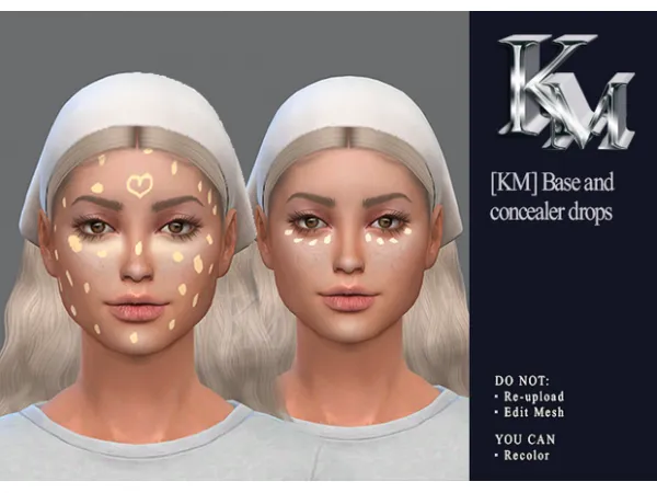 Alpha [KM] Base (face foundation) and concealer drops - The Sims 4 Custom Content