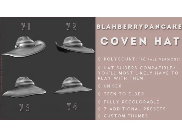 COVEN HAT SET - The Sims 3 Custom Content