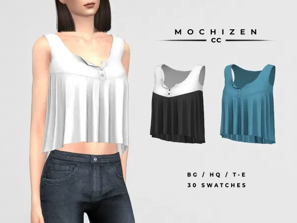 Alpha Mochizen Flowy Tank Top Asymmetric Vers by mochizen-cc - The Sims 4 Custom Content